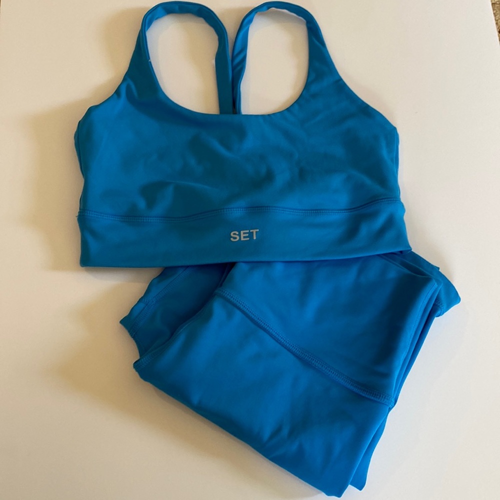 Setactive luxform scoop y bra & leggings in pacific